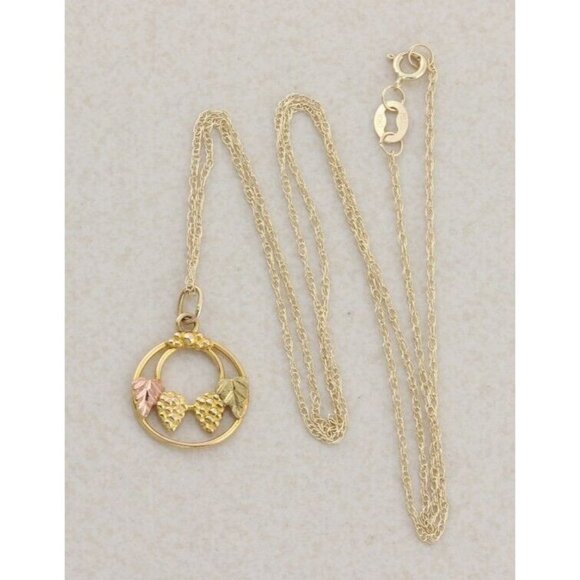 10k Yellow Gold Black Hills Gold Necklace 18" Chain - Picture 1 of 8